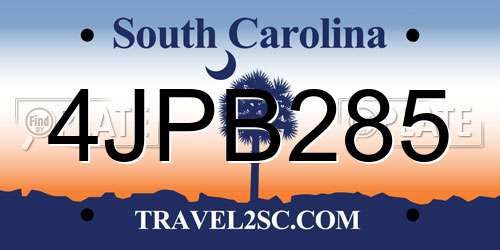4JPB285 South Carolina License Plate