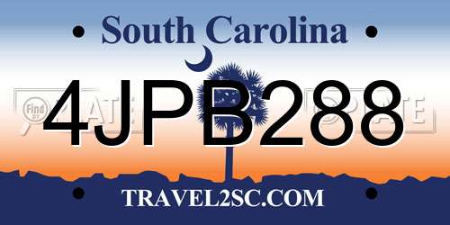 4JPB288 South Carolina License Plate