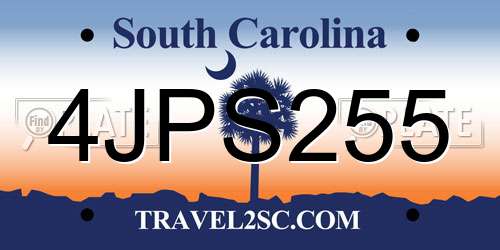 4JPS255 South Carolina License Plate