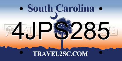 4JPS285 South Carolina License Plate