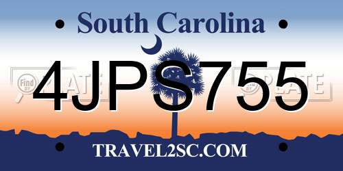 4JPS755 South Carolina License Plate
