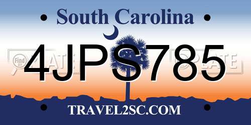 4JPS785 South Carolina License Plate