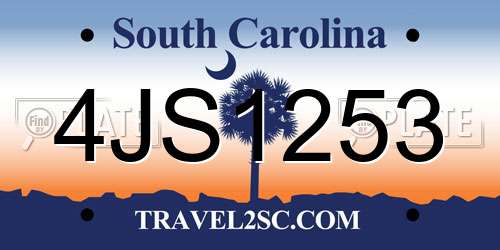 4JS1253 South Carolina License Plate