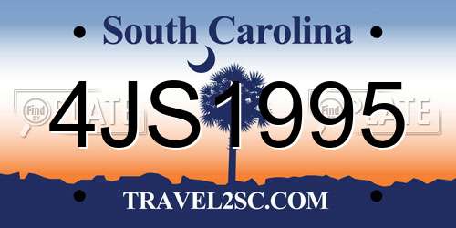 4JS1995 South Carolina License Plate