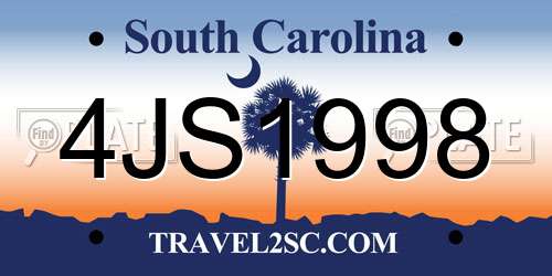 4JS1998 South Carolina License Plate