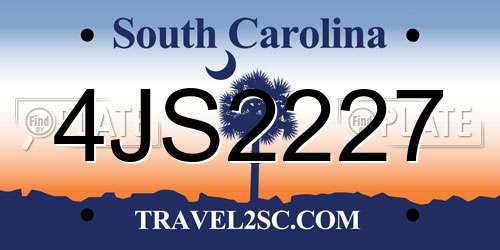 4JS2227 South Carolina License Plate