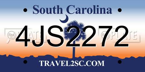 4JS2272 South Carolina License Plate