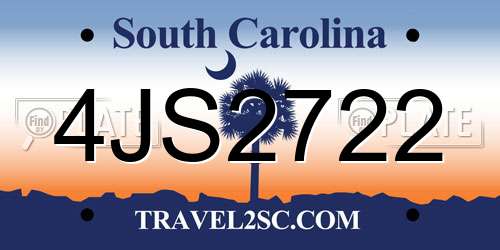 4JS2722 South Carolina License Plate