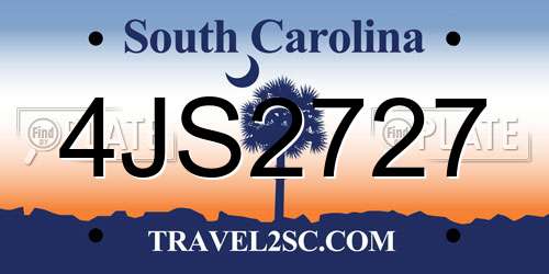 4JS2727 South Carolina License Plate
