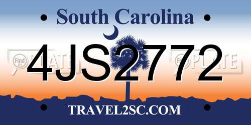 4JS2772 South Carolina License Plate