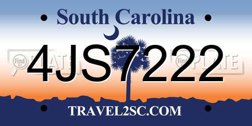 4JS7222 South Carolina License Plate