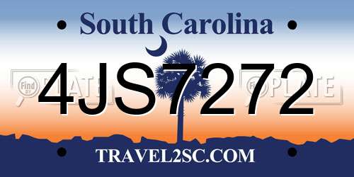 4JS7272 South Carolina License Plate