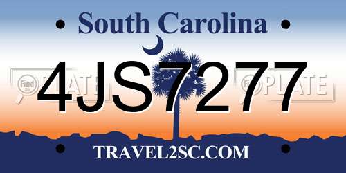 4JS7277 South Carolina License Plate