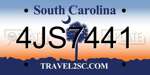 4JS7441 South Carolina License Plate