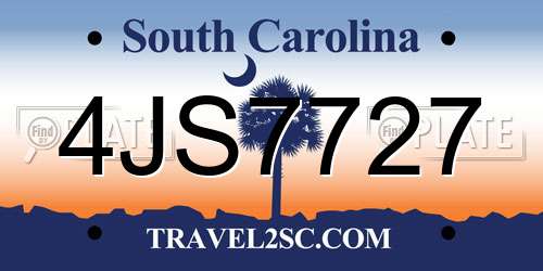 4JS7727 South Carolina License Plate