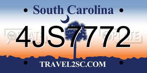 4JS7772 South Carolina License Plate