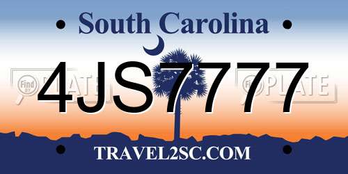 4JS7777 South Carolina License Plate