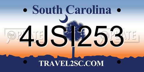 4JSI253 South Carolina License Plate