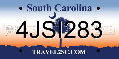 4JSI283 South Carolina License Plate