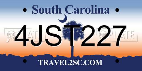 4JST227 South Carolina License Plate