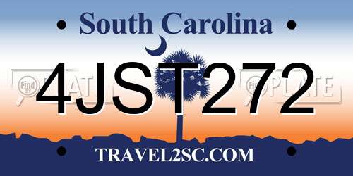 4JST272 South Carolina License Plate