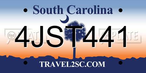 4JST441 South Carolina License Plate