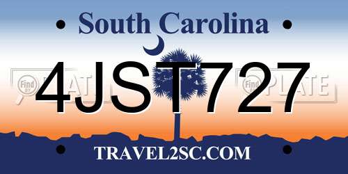 4JST727 South Carolina License Plate