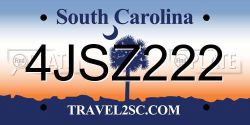 4JSZ222 South Carolina License Plate