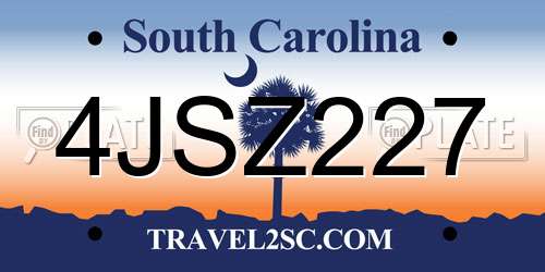 4JSZ227 South Carolina License Plate