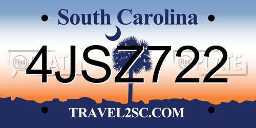 4JSZ722 South Carolina License Plate