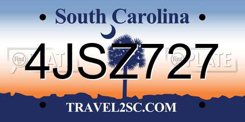 4JSZ727 South Carolina License Plate