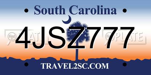 4JSZ777 South Carolina License Plate