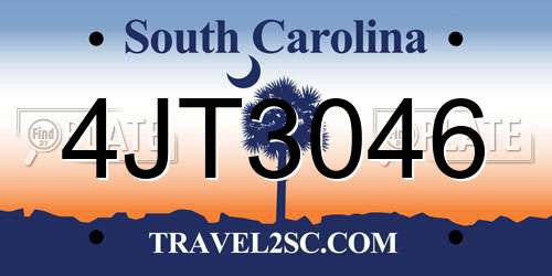 4JT3046 South Carolina License Plate
