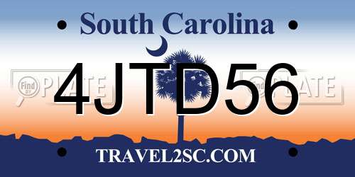 4JTD56 South Carolina License Plate