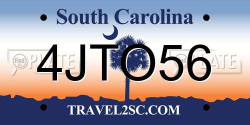 4JTO56 South Carolina License Plate