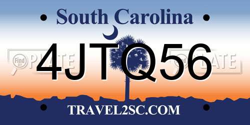 4JTQ56 South Carolina License Plate