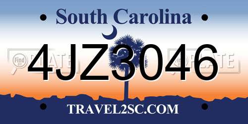 4JZ3046 South Carolina License Plate