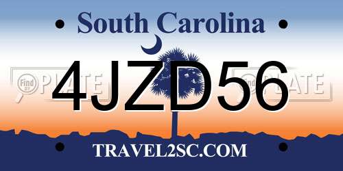 4JZD56 South Carolina License Plate