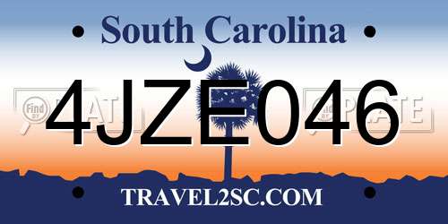 4JZE046 South Carolina License Plate