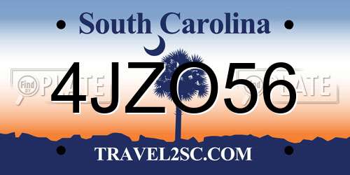 4JZO56 South Carolina License Plate