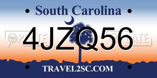 4JZQ56 South Carolina License Plate