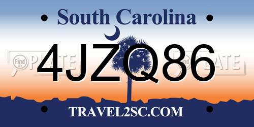4JZQ86 South Carolina License Plate