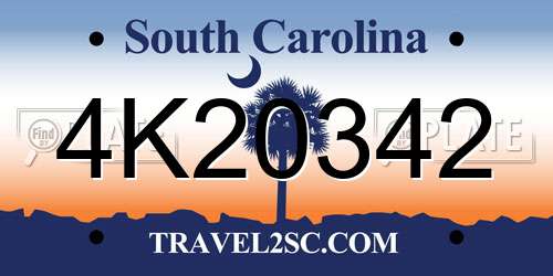 4K20342 South Carolina License Plate