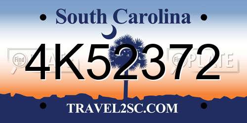 4K52372 South Carolina License Plate