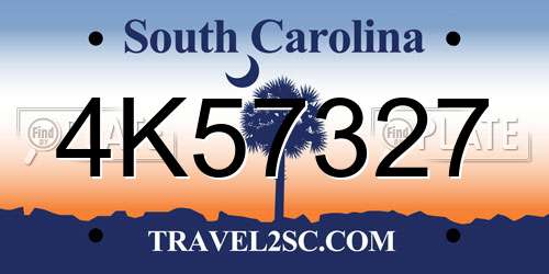 4K57327 South Carolina License Plate