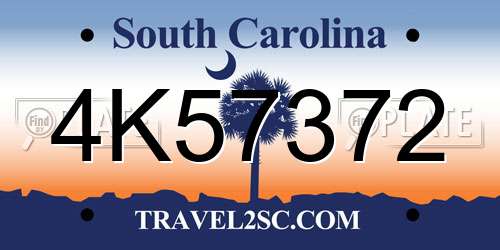 4K57372 South Carolina License Plate