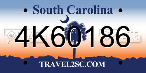 4K60186 South Carolina License Plate