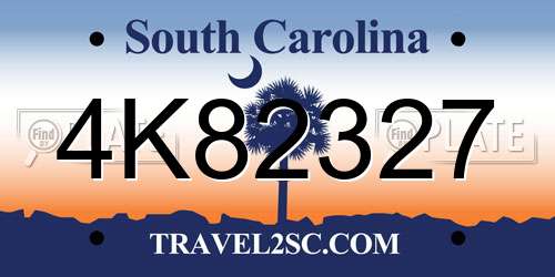 4K82327 South Carolina License Plate
