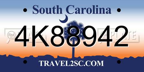 4K88942 South Carolina License Plate