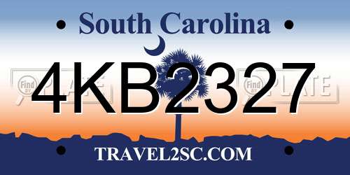 4KB2327 South Carolina License Plate